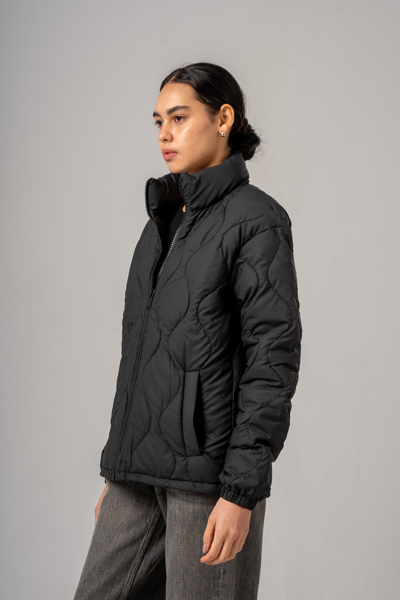 Black High Neck Puffer Jacket